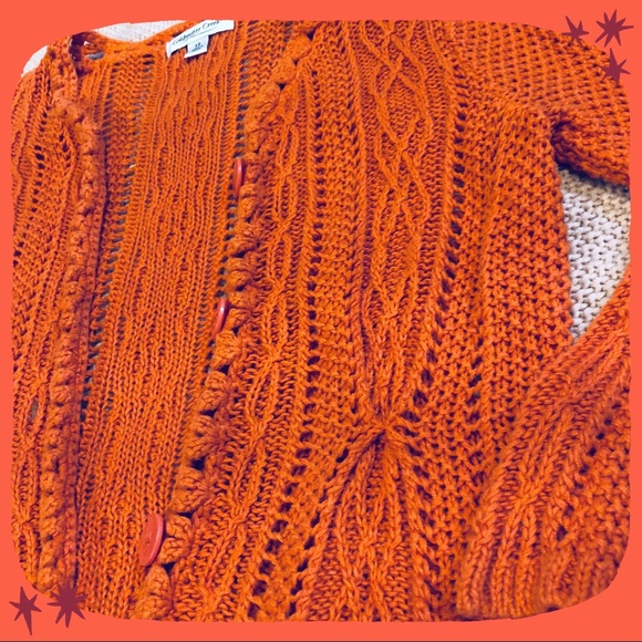 Orange cabled cardigan - Picture 2 of 5